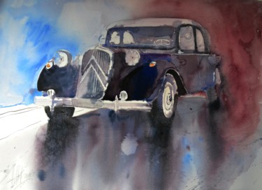Painting titled "Traction Avant" by Hans-Peter Amherd, Original Artwork, Watercolor