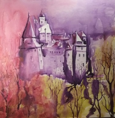 Painting titled "Schloss Bran / Tran…" by Hans-Peter Amherd, Original Artwork, Acrylic