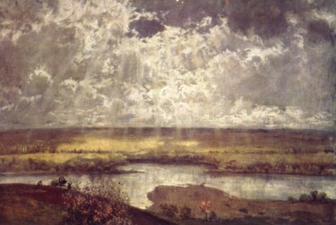 Pintura intitulada "Paysage du Main" por Hans Thoma, Obras de arte originais, Óleo