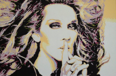 Painting titled "Celine Dion" by Hans Veltman, Original Artwork, Oil Mounted on Wood Stretcher frame