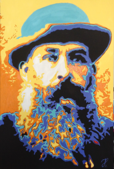 Pintura intitulada "Claude Monet" por Hans Veltman, Obras de arte originais, Óleo Montado em Armação em madeira