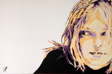 Painting titled "France Gall" by Hans Veltman, Original Artwork, Oil Mounted on Wood Stretcher frame