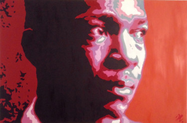 Schilderij getiteld "John Coltrane" door Hans Veltman, Origineel Kunstwerk, Olie Gemonteerd op Frame voor houten brancard