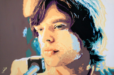 Peinture intitulée "Mick Jagger" par Hans Veltman, Œuvre d'art originale, Huile Monté sur Châssis en bois