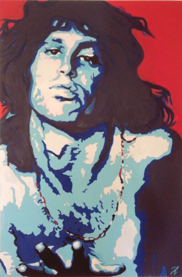 Pittura intitolato "Jim Morrison" da Hans Veltman, Opera d'arte originale, Olio Montato su Telaio per barella in legno