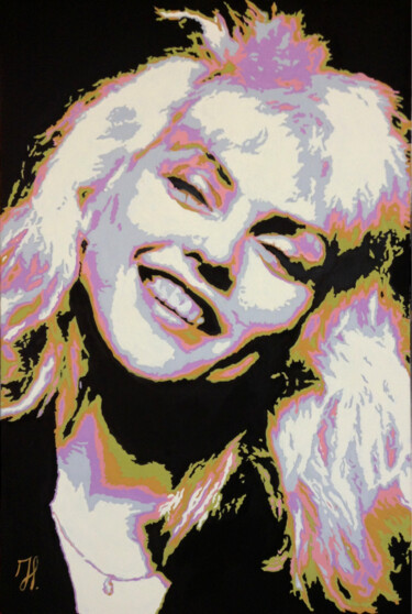 Painting titled "Debbie Harry" by Hans Veltman, Original Artwork, Oil Mounted on Wood Stretcher frame