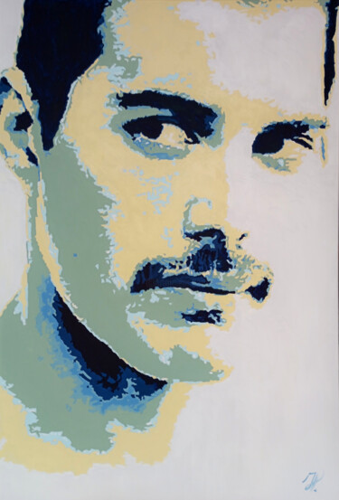 Peinture intitulée "Freddie Mercury pop…" par Hans Veltman, Œuvre d'art originale, Huile Monté sur Châssis en bois