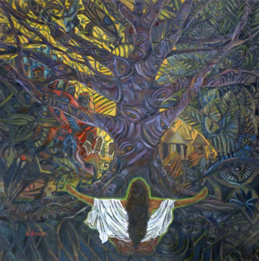 Peinture intitulée "L'esprit de la foret" par Hans Vergara, Œuvre d'art originale, Huile