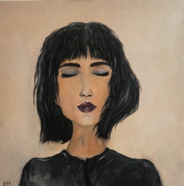 Peinture intitulée "Silence (portret)" par Elina Hansen, Œuvre d'art originale, Acrylique