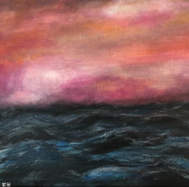 Schilderij getiteld "Glowing sea" door Elina Hansen, Origineel Kunstwerk, Acryl