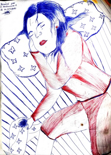 Drawing titled "Mon imagination" by Hantanirina Razafindrasoa Randrianasoavina, Original Artwork, Gel pen
