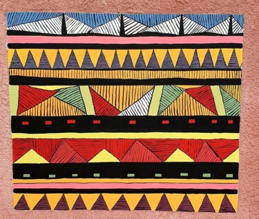 Painting titled "Motifs Africains" by Happy Home Atelier, Original Artwork, Plaster