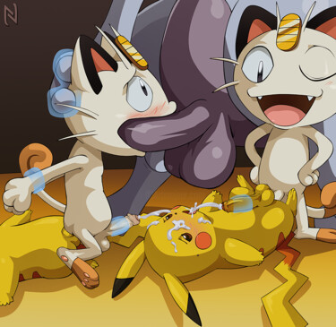 Digital Arts titled "mewtwo, pikachu and…" by Happy The Red, Original Artwork, 2D Digital Work