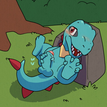 Digital Arts titled "totodile fapping" by Happy The Red, Original Artwork, 2D Digital Work