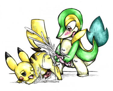 Digital Arts titled "snivy and pikachu" by Happy The Red, Original Artwork, 2D Digital Work