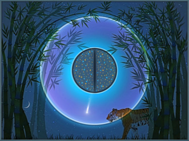 Arts numériques intitulée "L'œil du tigre" par Harald Dastis, Œuvre d'art originale, Travail numérique 2D