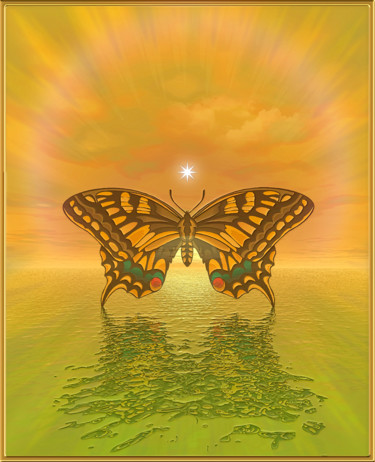 Digital Arts titled "Le pont papillon" by Harald Dastis, Original Artwork, Digital Painting