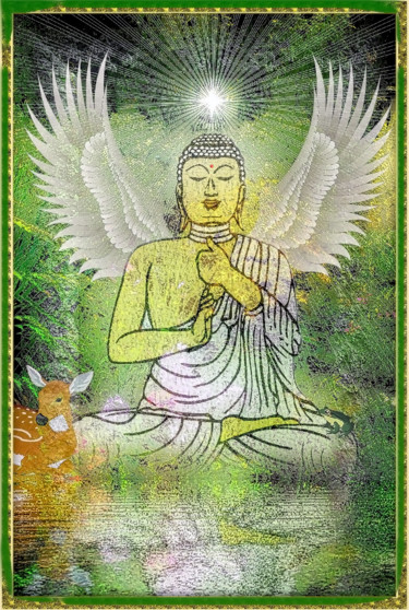 Arte digitale intitolato "Buddha's Garden" da Harald Dastis, Opera d'arte originale, Pittura digitale