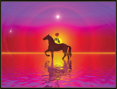 Arts numériques intitulée "Le cavalier à la ro…" par Harald Dastis, Œuvre d'art originale, Peinture numérique