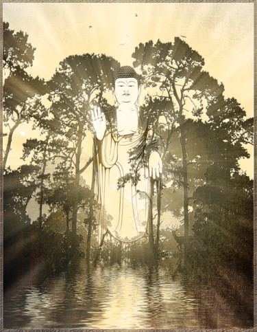 Digitale Kunst mit dem Titel "Buddhahood" von Harald Dastis, Original-Kunstwerk, Digitale Malerei