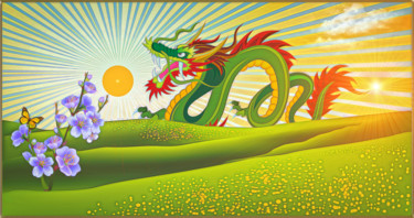 Grafika cyfrowa / sztuka generowana cyfrowo zatytułowany „le retour du dragon” autorstwa Harald Dastis, Oryginalna praca, Ma…
