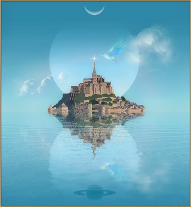 Digitale Kunst getiteld "Le Mont Saint Michel" door Harald Dastis, Origineel Kunstwerk, Digitaal Schilderwerk