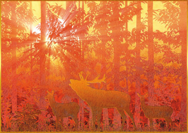 Digital Arts titled "red deer" by Harald Dastis, Original Artwork, Digital Painting