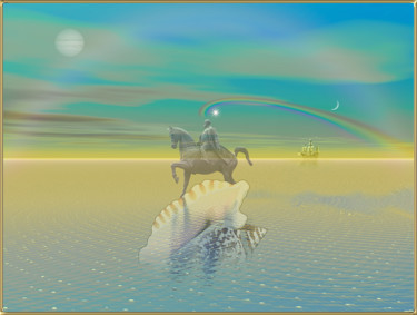 Arts numériques intitulée "le cavalier d'eau" par Harald Dastis, Œuvre d'art originale, Peinture numérique