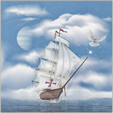 Arts numériques intitulée "Christophe Colomb" par Harald Dastis, Œuvre d'art originale, Peinture numérique