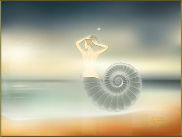 Arts numériques intitulée "la sirène" par Harald Dastis, Œuvre d'art originale, Peinture numérique