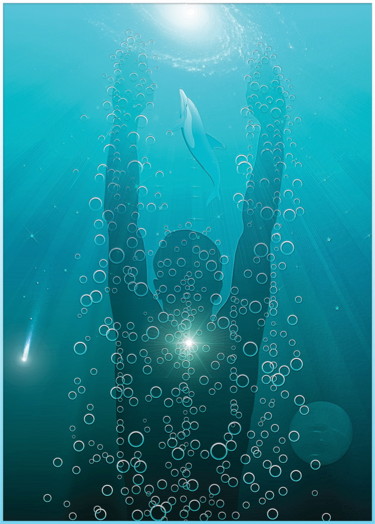 Digital Arts titled "divine diver" by Harald Dastis, Original Artwork, Digital Painting
