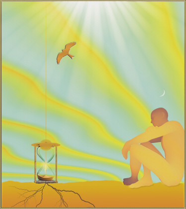 Arts numériques intitulée "le sablier" par Harald Dastis, Œuvre d'art originale, Peinture numérique