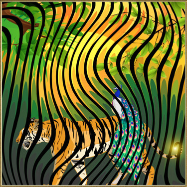 Digital Arts titled "la marche du tigre" by Harald Dastis, Original Artwork, Digital Painting