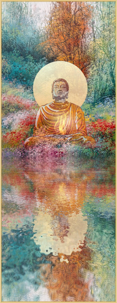 Digitale Kunst mit dem Titel "Buddha's garden" von Harald Dastis, Original-Kunstwerk, Digitale Malerei