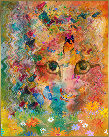 Grafika cyfrowa / sztuka generowana cyfrowo zatytułowany „Pussy Cat” autorstwa Harald Dastis, Oryginalna praca, Malarstwo cy…