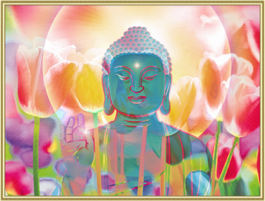 Digital Arts titled "le jardin de Bouddha" by Harald Dastis, Original Artwork, Digital Painting