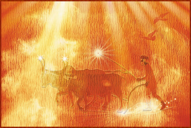 Arts numériques intitulée "La charrue de feu" par Harald Dastis, Œuvre d'art originale, Peinture numérique