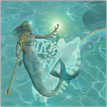Arts numériques intitulée "La petite Sirène su…" par Harald Dastis, Œuvre d'art originale, Peinture numérique