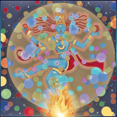 Digitale Kunst mit dem Titel "Dancing Shiva" von Harald Dastis, Original-Kunstwerk, Digitale Malerei