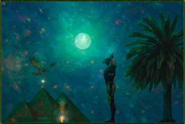 Artes digitais intitulada "Nuit égyptienne" por Harald Dastis, Obras de arte originais, Pintura digital