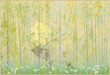 Arts numériques intitulée "Le cerf" par Harald Dastis, Œuvre d'art originale, Peinture numérique