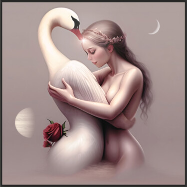 Digital Arts titled "Léda et le cygne" by Harald Dastis, Original Artwork, 2D Digital Work