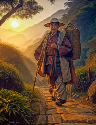 Digitale Kunst mit dem Titel "Chinesischer Wander…" von Harald Laier, Original-Kunstwerk, KI-generiertes Bild