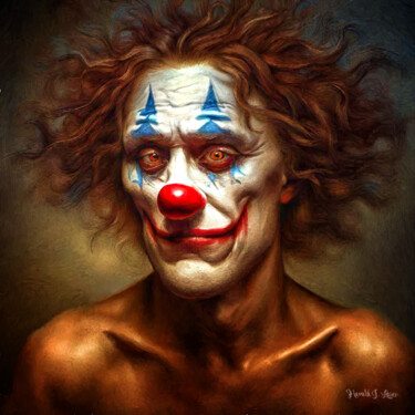 Arte digital titulada "Der Clown der Traur…" por Harald Laier, Obra de arte original, Pintura Digital