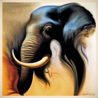 Digitale Kunst mit dem Titel "Elefant" von Harald Laier, Original-Kunstwerk, Digitale Malerei
