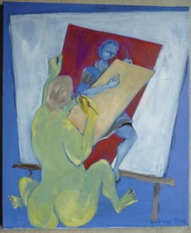 Peinture intitulée "Femme au chevalet -…" par Harald Lange, Œuvre d'art originale, Huile