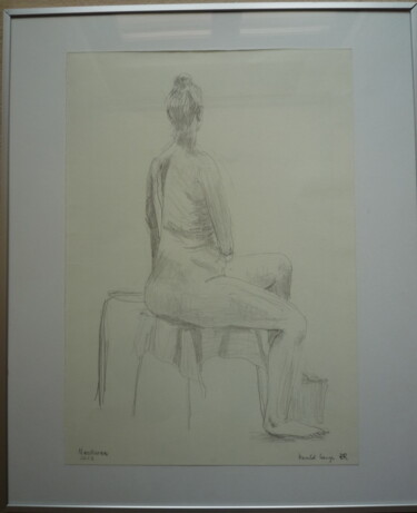 Drawing titled "248	Nasdaran sitzend" by Harald Lange, Original Artwork, Pencil Mounted on Cardboard