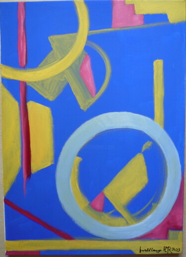 Malerei mit dem Titel "Grundfarben-Spiel" von Harald Lange, Original-Kunstwerk, Öl