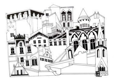Rysunek zatytułowany „Miasto. Wenecja” autorstwa Iryna Harasym Makatki Art, Oryginalna praca, Atrament