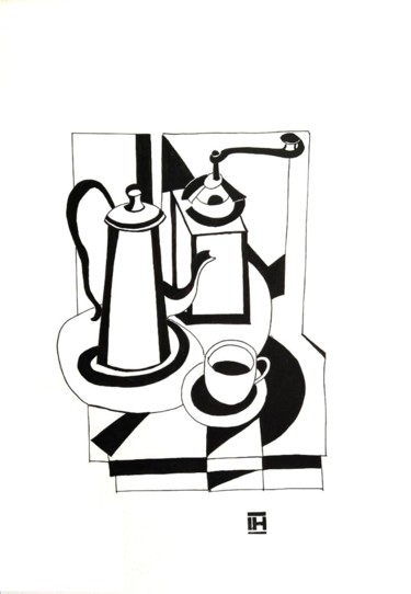 Rysunek zatytułowany „Kawa I” autorstwa Iryna Harasym Makatki Art, Oryginalna praca, Atrament